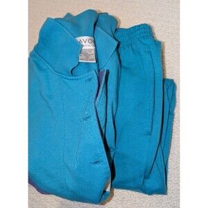 Vintage Lavon Womens S Teal Sweatshirt 1/4 Zip & M Pants Sweatsuit Set 90s